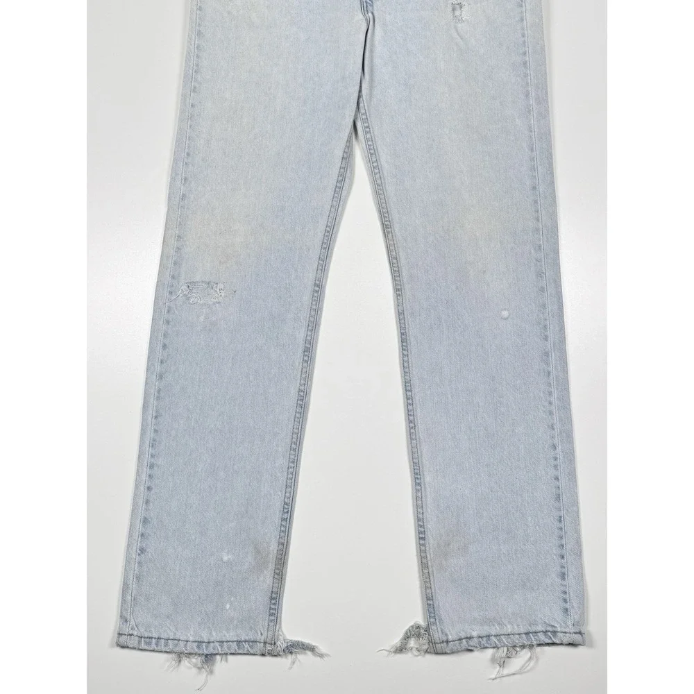 + VTG Levis 505 Straight Leg Jeans Light Wash Distressed 38x34 (36x33) Mexico